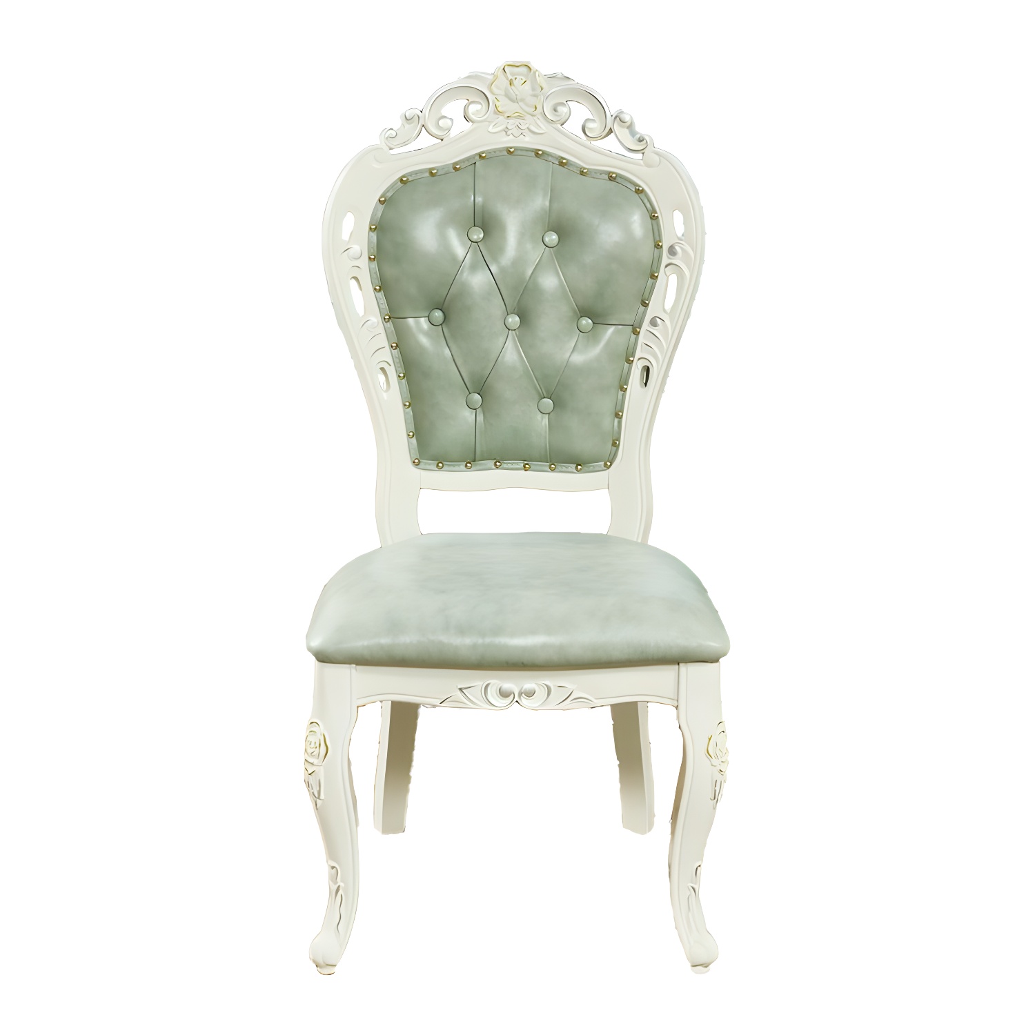 Victorian Rubberwood King Louis Back Chair Matte Finish Leather Dining Chair (Set of 2) - image 14
