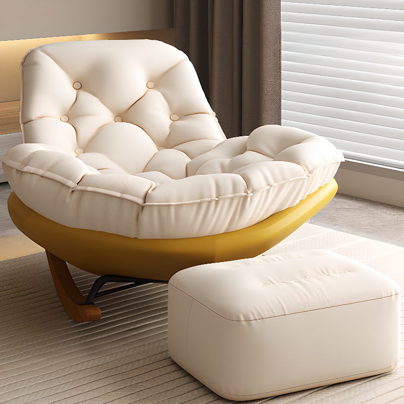 Stationary Upholstered Rocking Chair with Cushioned Rear in a Scandinavian Style, Footstool Included/Not Included - image 21