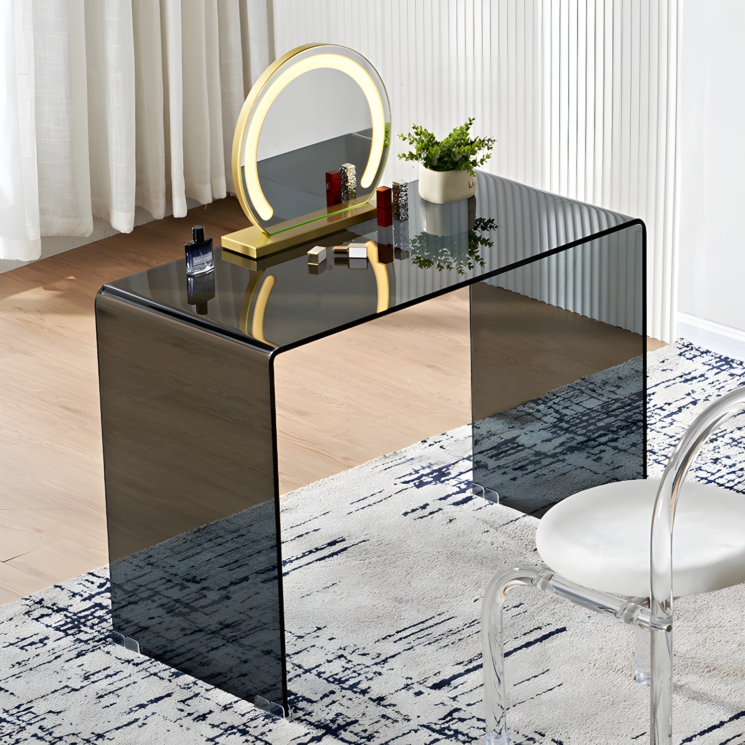 Contemporary Make-up Vanity Standing Glass Bedroom Makeup Vanity Set