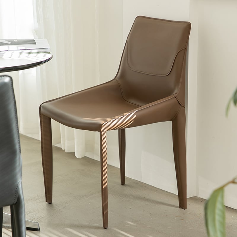 Modern Leather Armless Side Chair with Solid Back - Easy-Care, Warranty - image 9