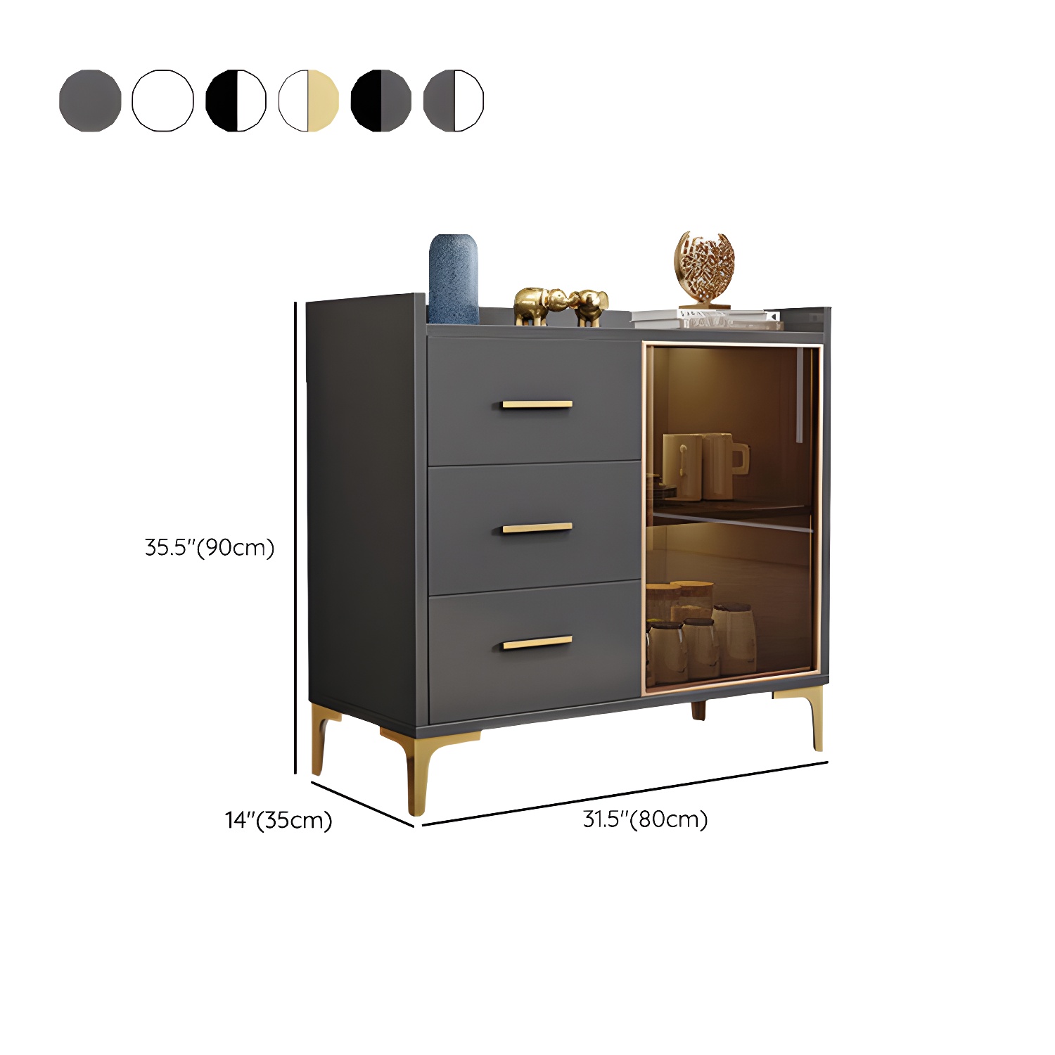 Wood Glass Doors Contemporary Style Buffet Sideboard with Cabinets and Drawers - image 17