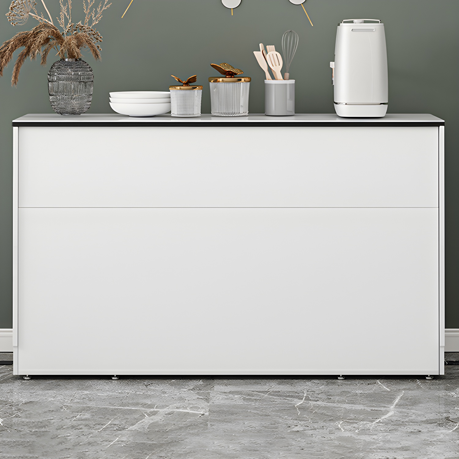Contemporary Glass Top Sideboard Cabinet with Drawer for Living Room - image 17