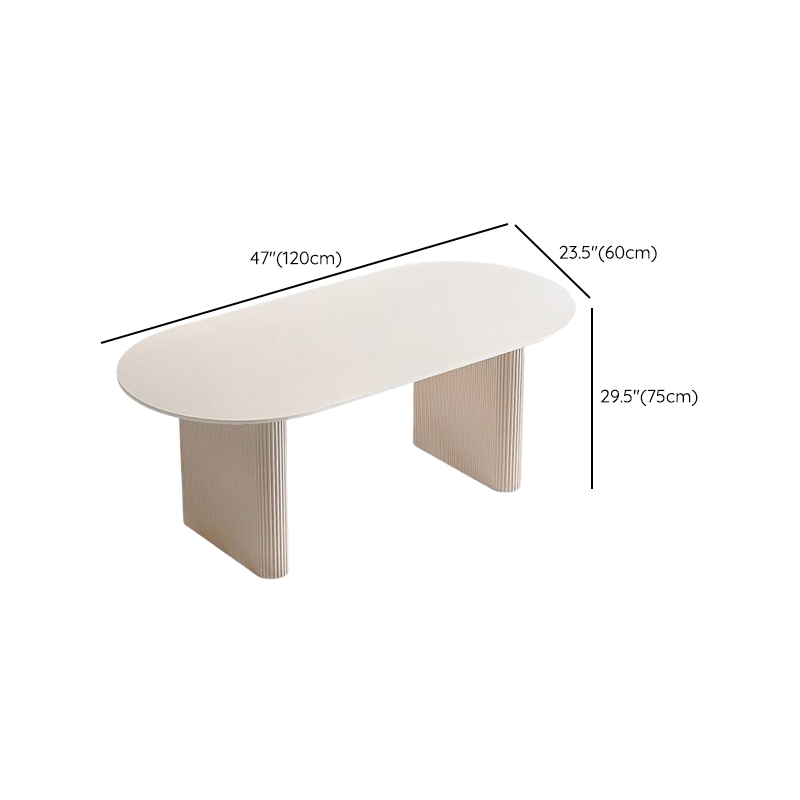 Oval Dining Table Set with Two-sided Pedestal, Enclosed Back, Fixed Table, Padded Chair, 5-piece in White - image 8