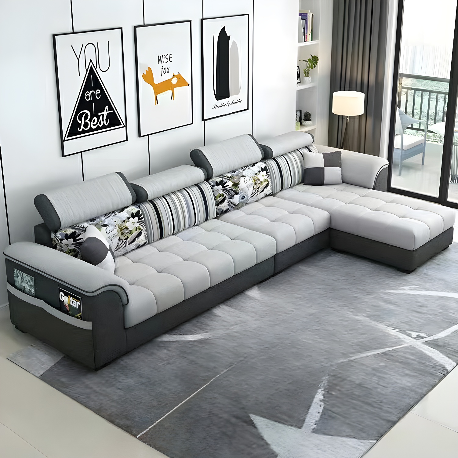 Contemporary L-Shaped Sectional Sofa with Adjustable Pillows and Storage - image 4