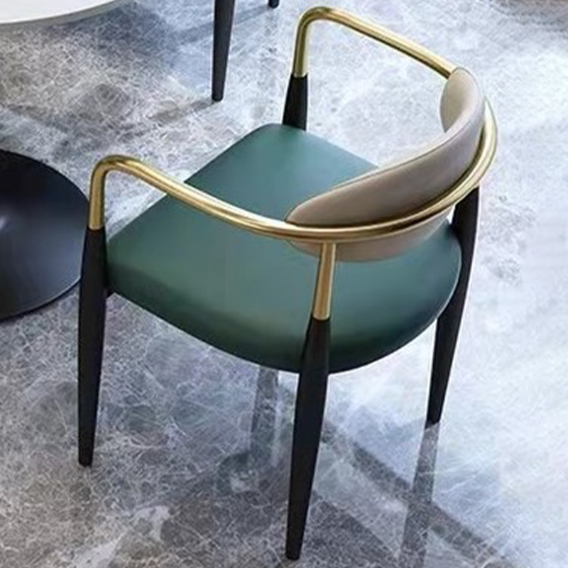 Faux Leather/Velour Upholstered Arm Chair with Arms and Black Legs in a Casual Style - image 4