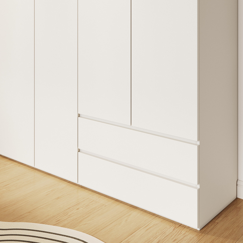 White Minimalist Manufactured Wood Independent Wardrobe Closet with Soft Close Drawer, Soft Close Door, and Interior Shelves - image 6