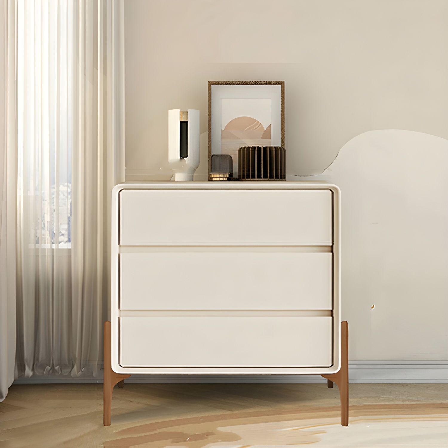 Modern Oak Wood And Leather Exterior Bachelor Chest with Soft-Close Drawers - Vertical Orientation - image 9