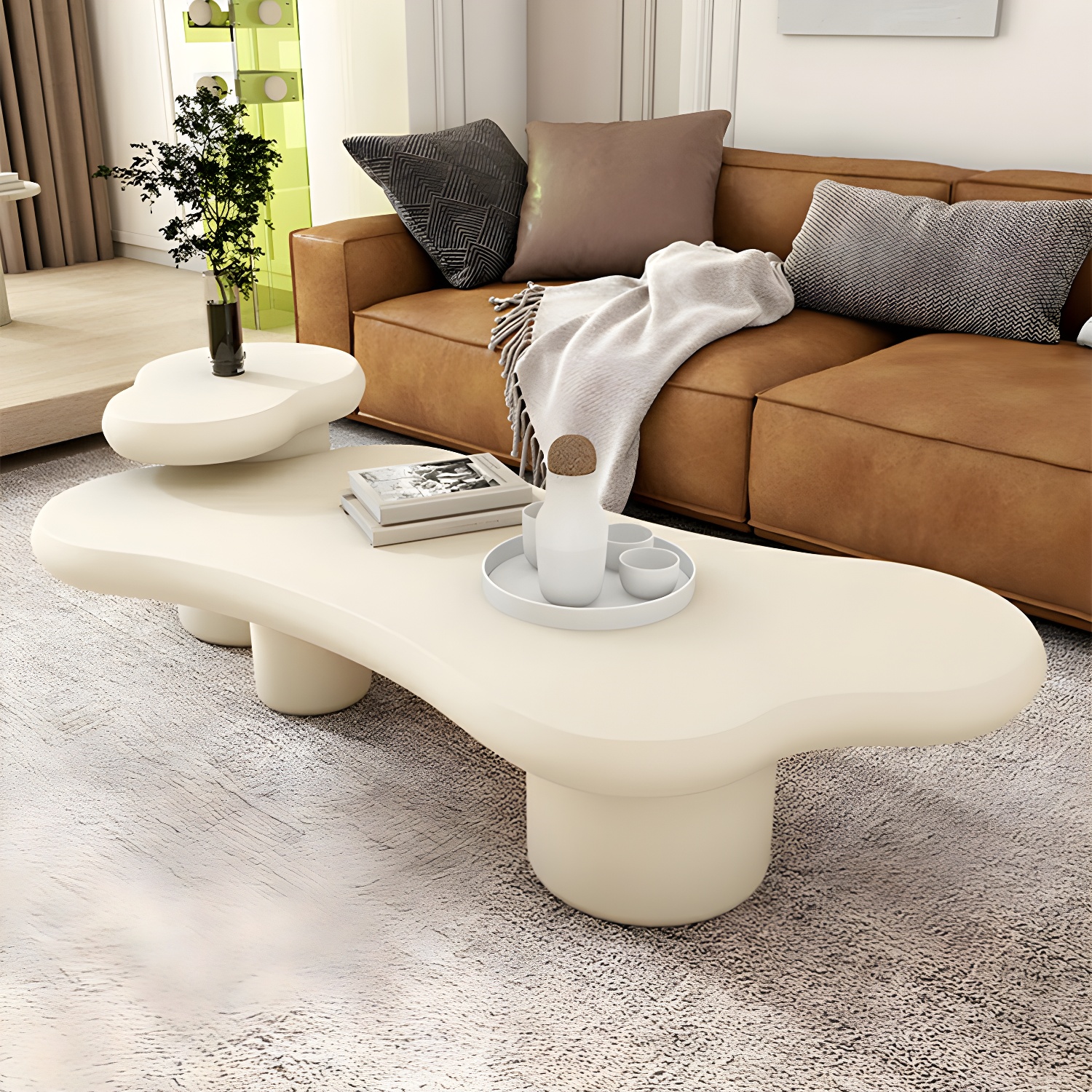 Cloud Shape Coffee Cocktail Table in Solid Wood Modern Style - image 4