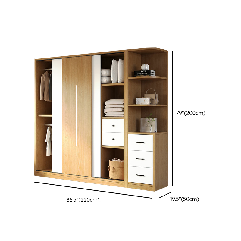 Natural Color Minimalist Cabinet Armoire with Soft Close Drawer, Soft Close Door & Interior Shelves - image 25