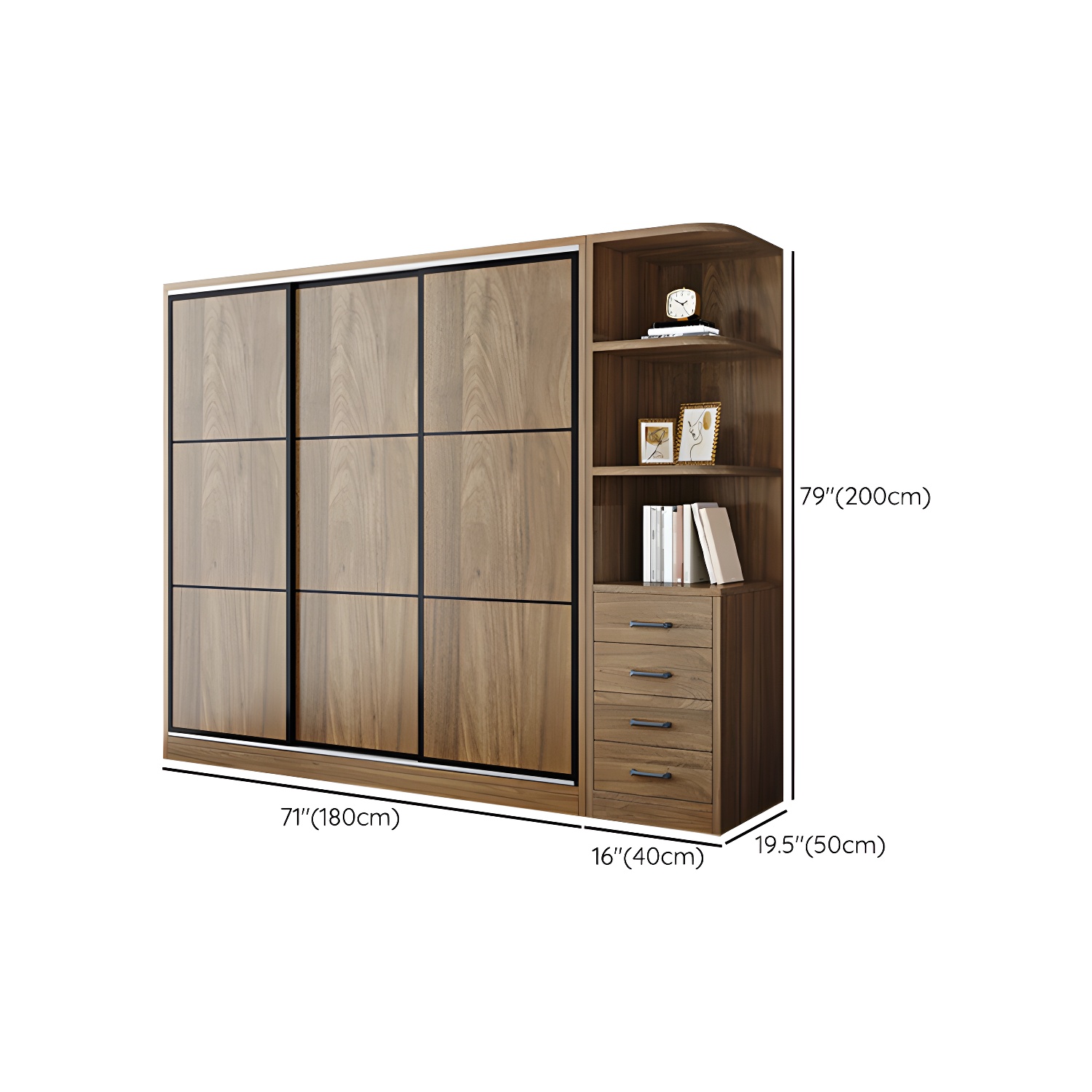 Modern Style Freestanding Wardrobe Pine Wood Wardrobe with Drawer - image 18