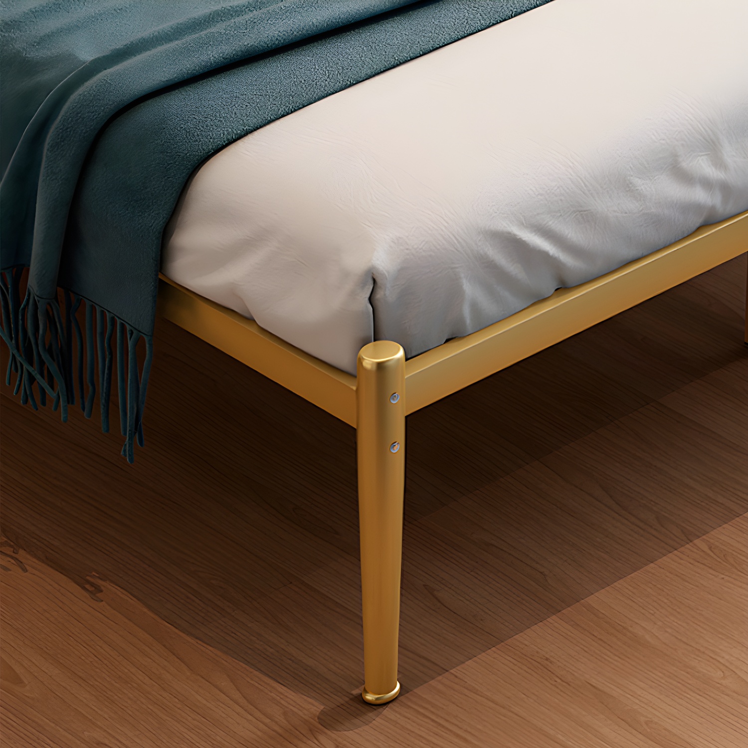 Golden Metal Bed Frame Set Glam 47.24" H Wire-Grid Open-Frame Bed with Headboard - image 9