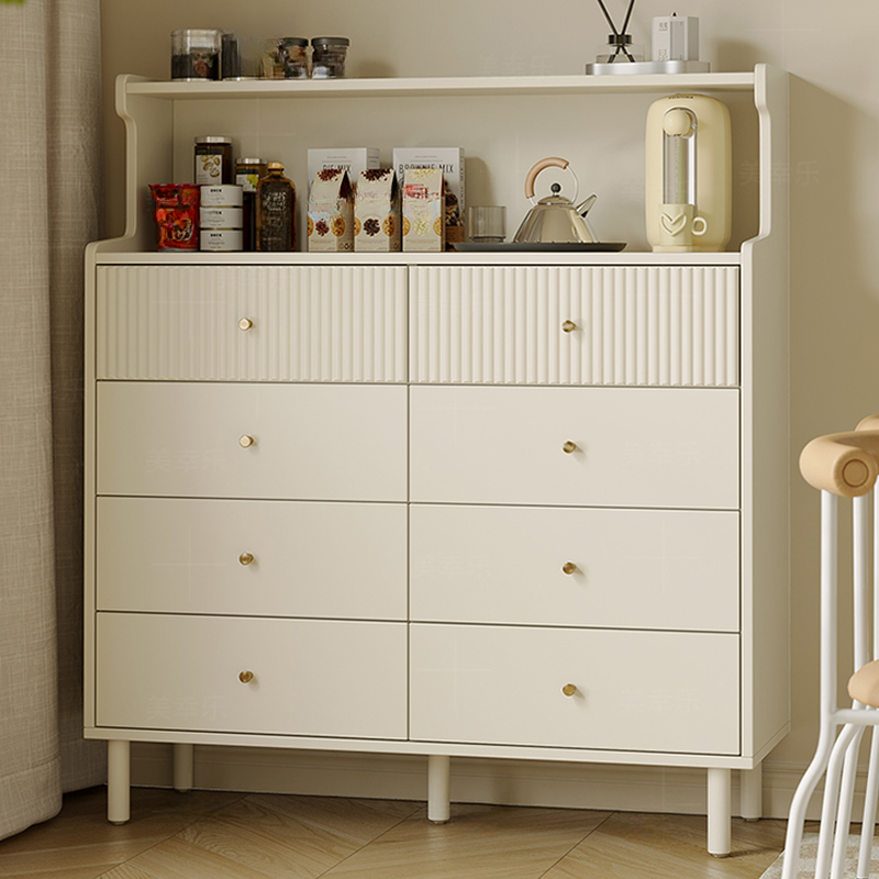 Chalk Casual Composite Wood Console Dresser/Bachelor Chest with Shelves, 8 Drawers/4 Drawers, Vertical Orientation