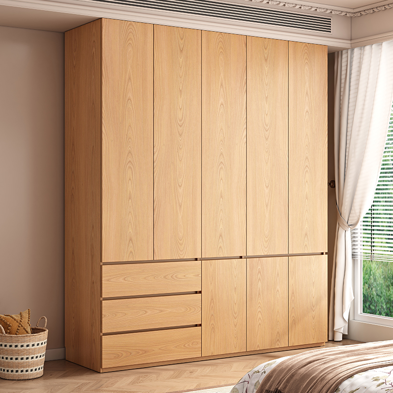 Natural Finish Unfixed Almirah Manufactured Wood Soft Close Drawer Soft Close Door Hinged - image 3