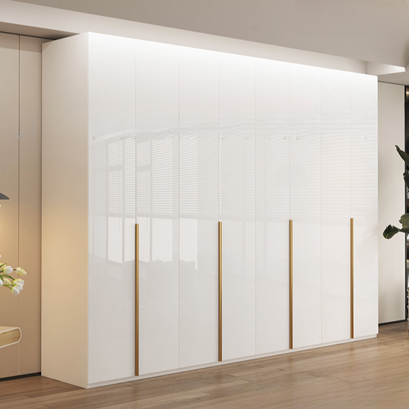 Chalk Minimalist Laminate Cabinet Armoire with Soft Close Drawer, Soft Close Door, Interior Shelves, and Clothing Rod