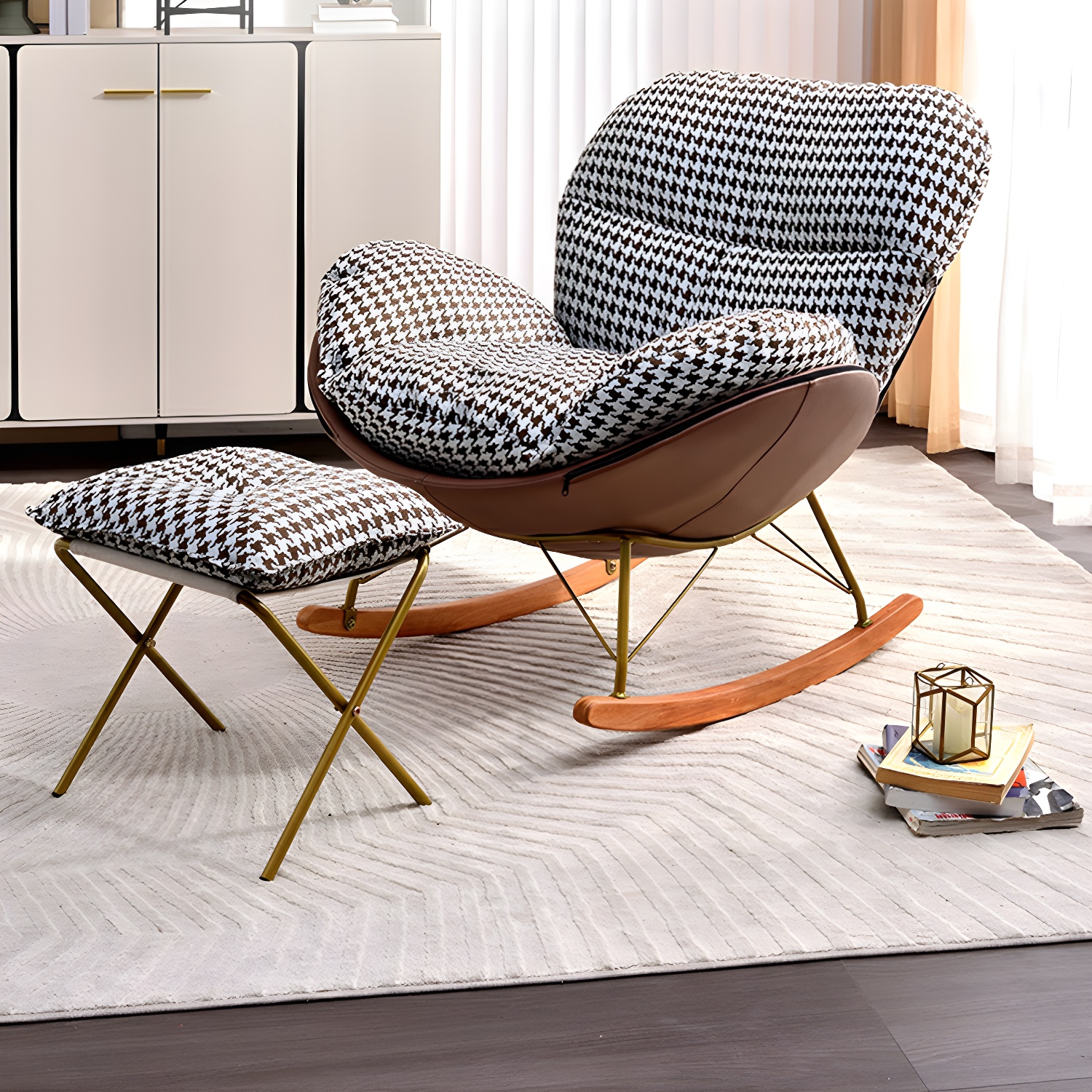 Modern Upholstered Indoor Rocking Chair with Removable Cushions and Slipcover for Enhanced Comfort - image 5