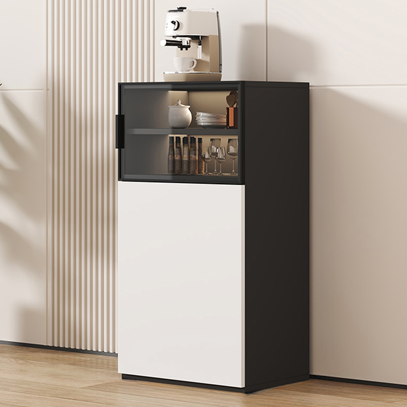 Modern Sideboard with Cupboard in Narrow/Standard/Wide Sizes, Larder Storage, Manufactured Wood Countertop, Glazed Door, and Alterable Shelf