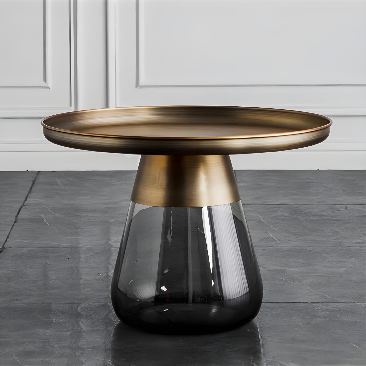 Mid-Century Modern Pedestal Glass Round Storage Single Coffee Table - image 3