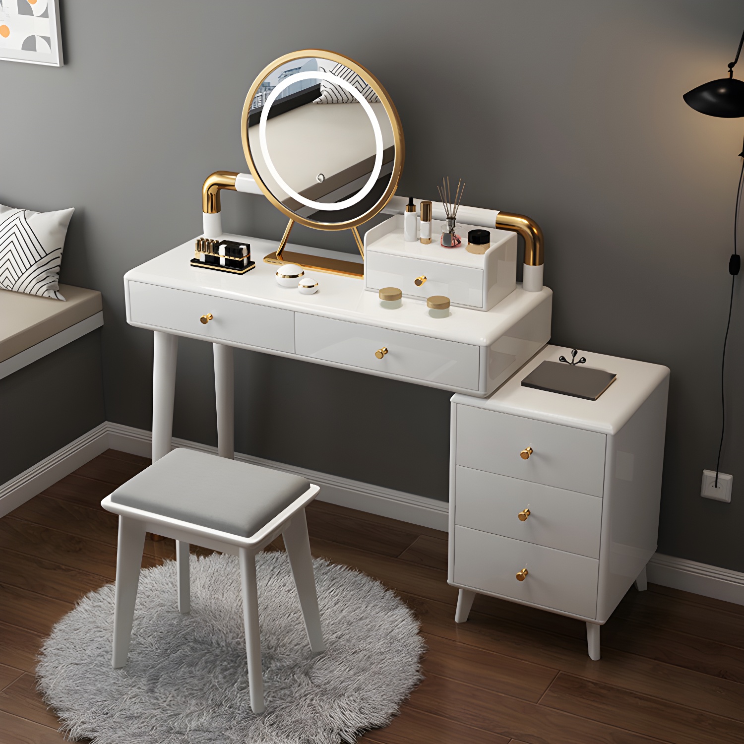 Modern Style Rubber Wood Vanity Table with 6 Drawers Dressing Table - image 6