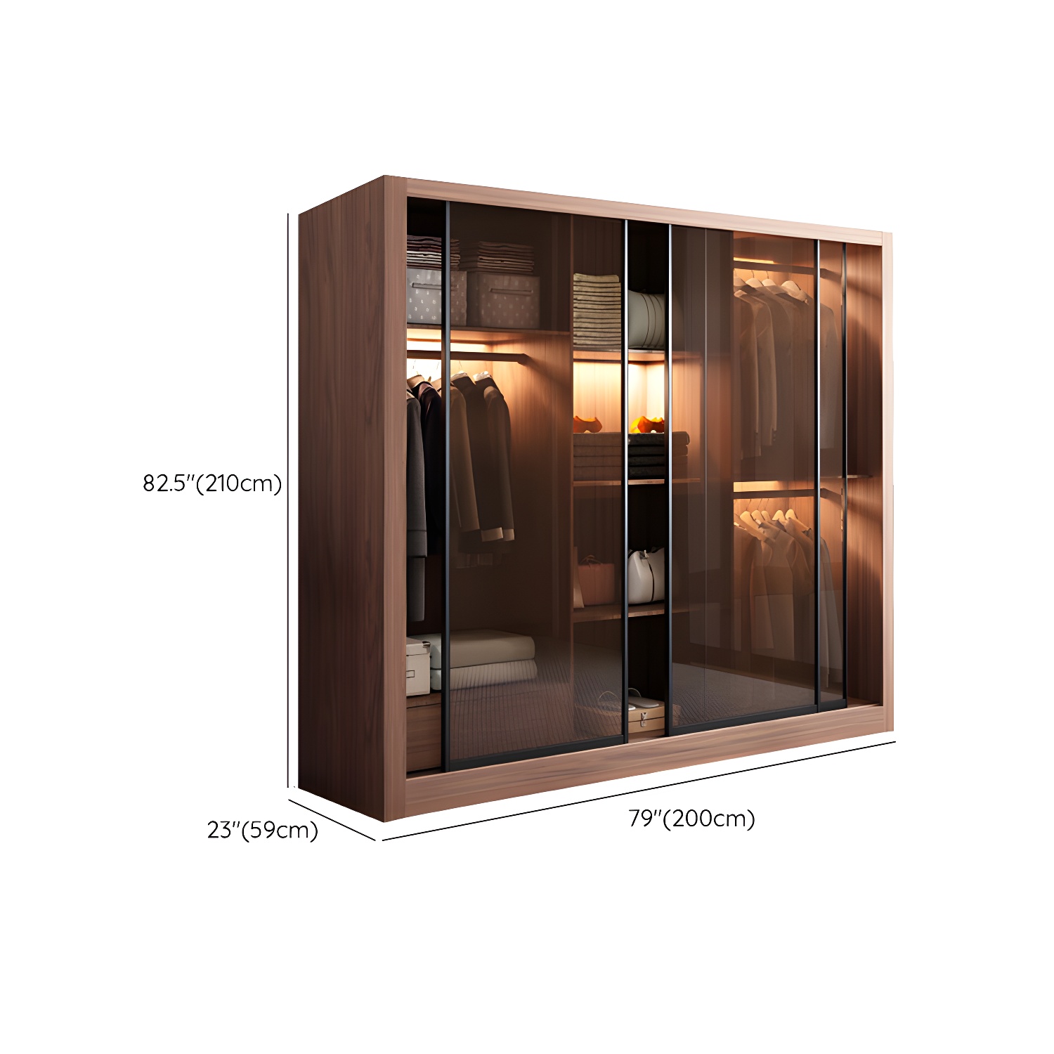 Brown Engineered Wood Wardrobe Armoire Modern Wardrobe Closet - image 20