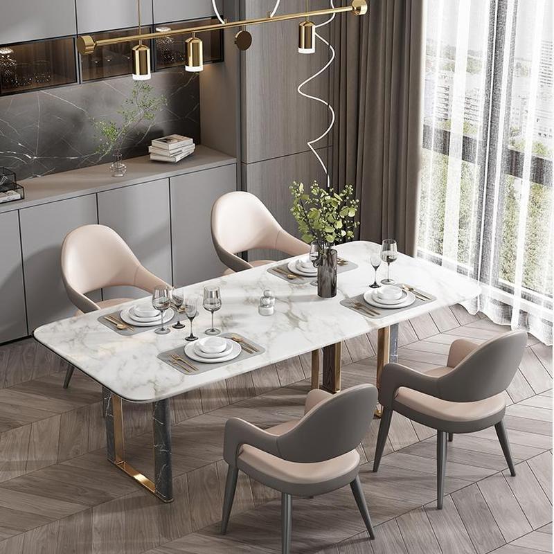 Faux Leather Arm Chair with Standard Back and Metal Legs in Gray for Kitchen & Dining - image 19