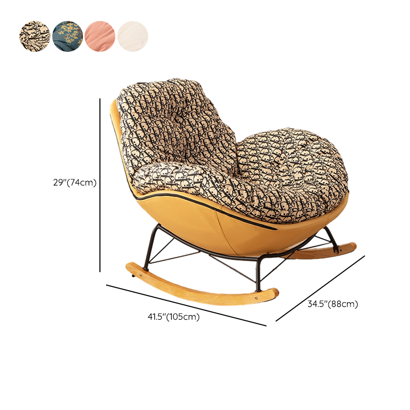 Natural Stationary Wingback Living Room Rocking Chair with Back - image 11