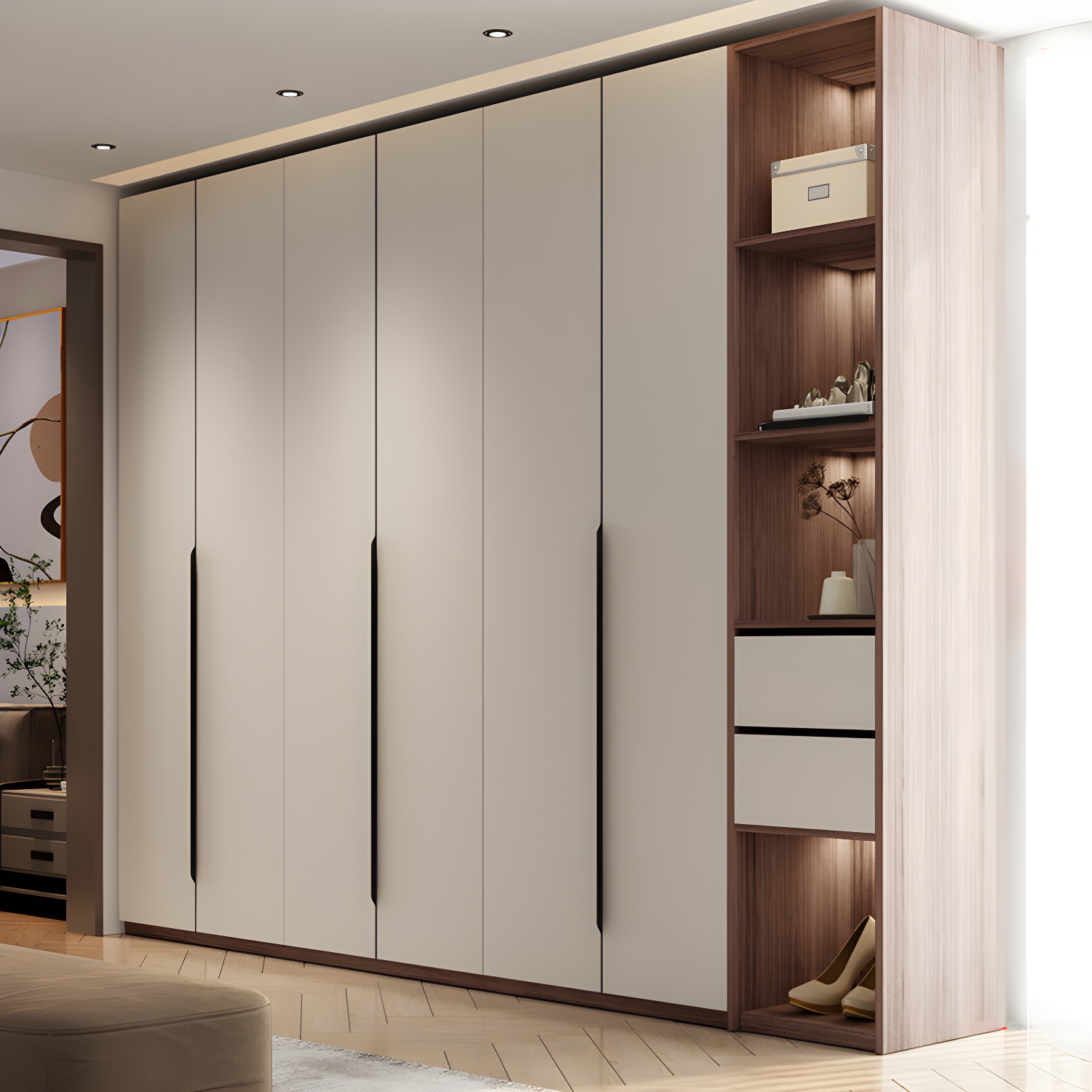 Hinged Wardrobe Cabinet Engineered Wood Wardrobe Armoire for Home - image 4