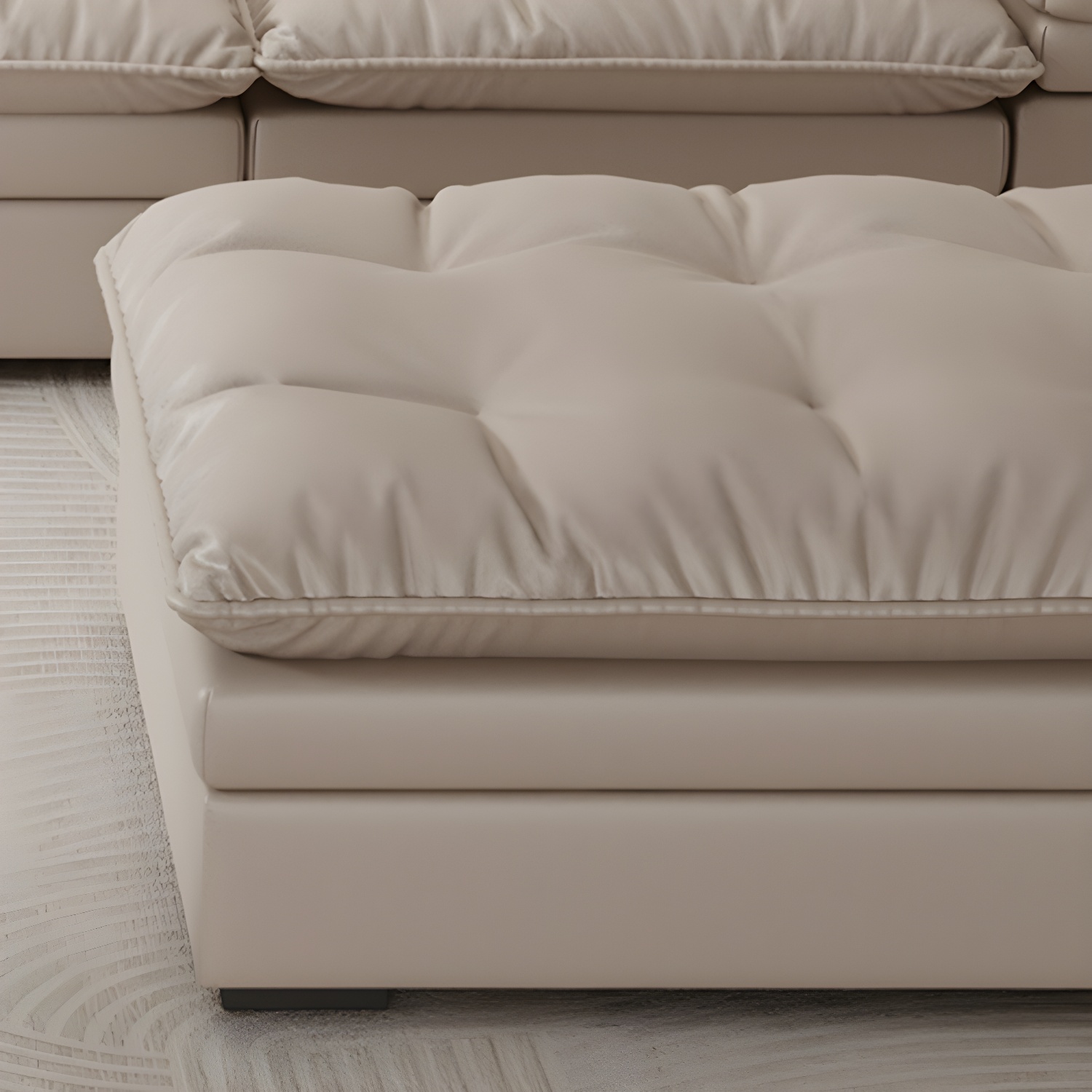 Modern Beige Faux Leather Stationary Sectional Sofa with Adjustable Headrest and Wood Frame - image 7