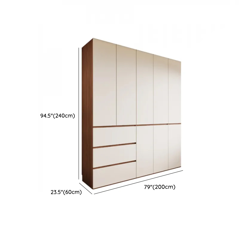 White Minimalist Manufactured Wood Independent Wardrobe Closet with Soft Close Drawer, Soft Close Door, and Interior Shelves - image 19