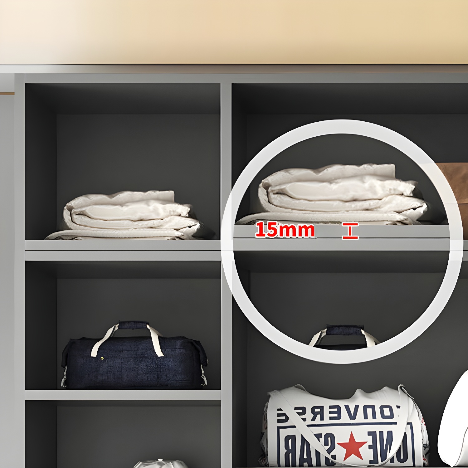 Modern Grey Wood Wardrobe Armoire with Drawers & Shelves for Ample Storage - image 10