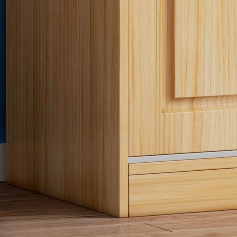 Natural Finish Modish Pine Wood Wardrobe Closet with Soft Close Door, Interior Shelves, and Clothing Rod - image 4