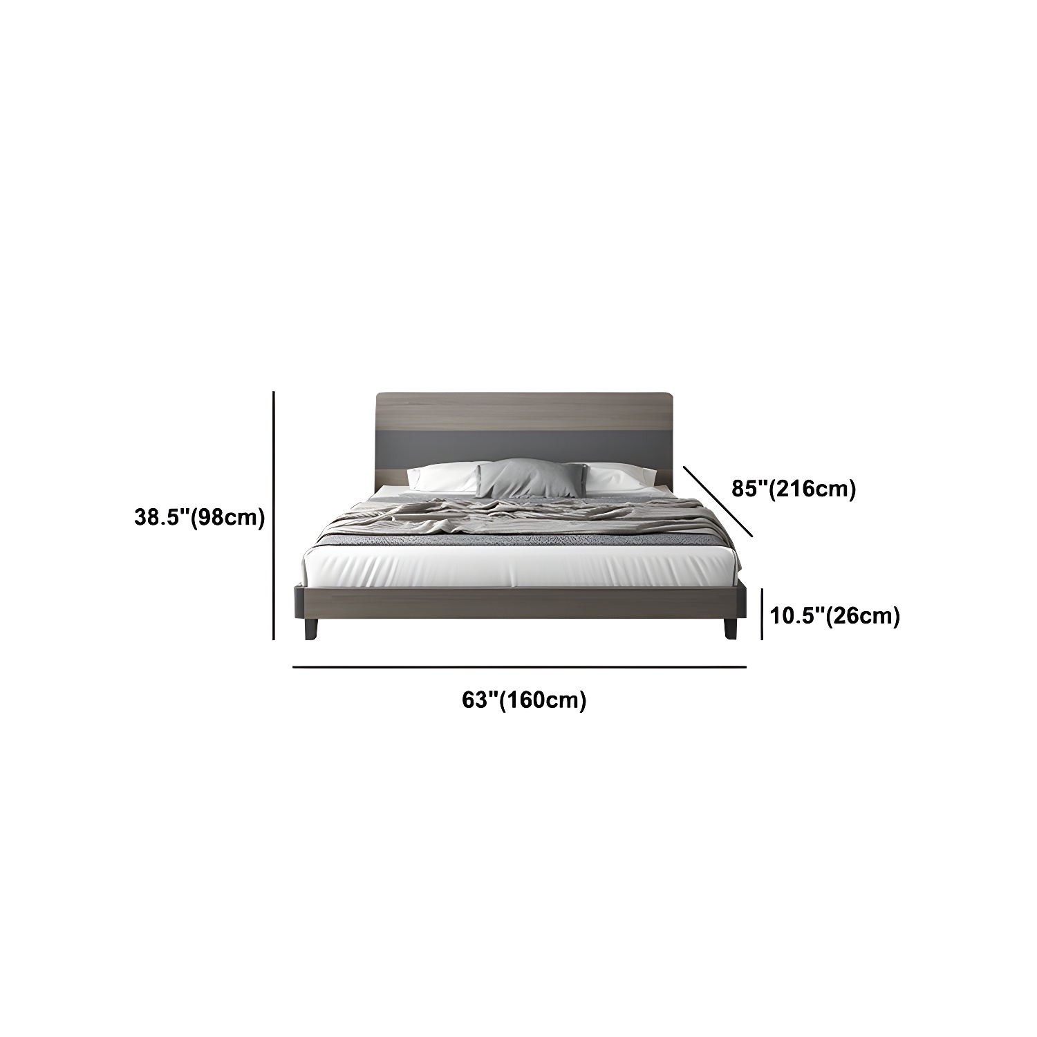 Modern Style Wood Bed with Headboard Low Profile Standard Bed - image 17