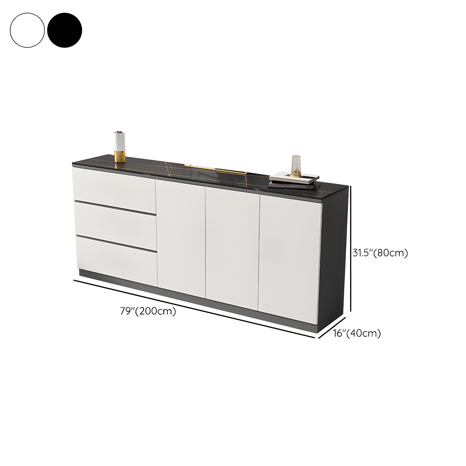 Contemporary Stone Top Sideboard Cabinet with Drawer and Door - image 13