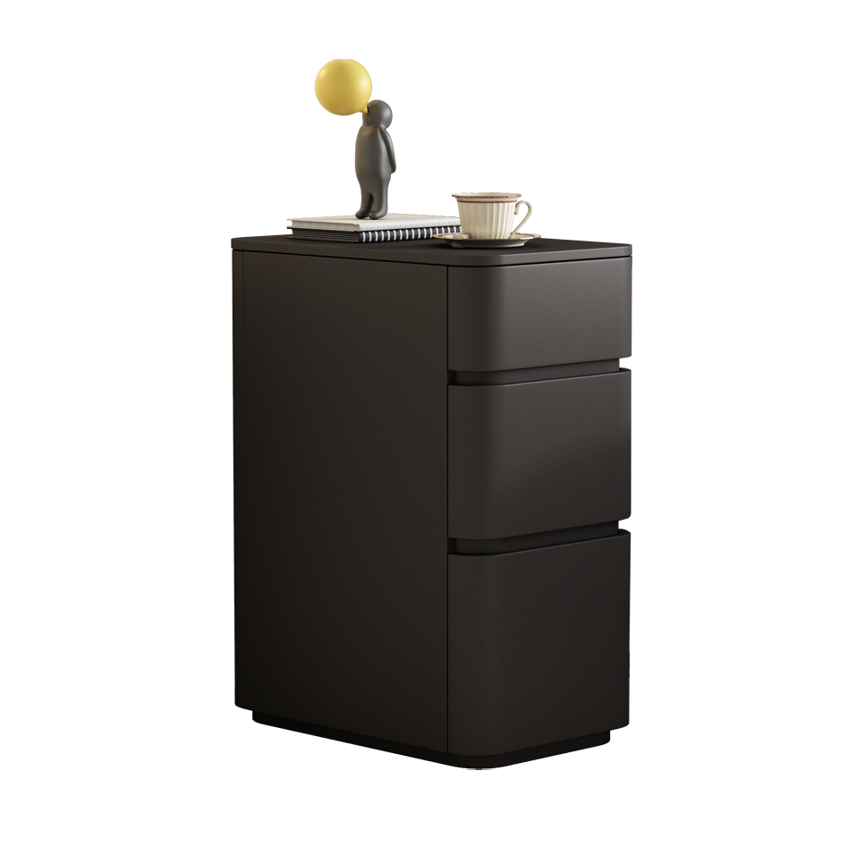 Minimalist Drawer Storage Nightstand with 3 Drawers and Artificial Leather Countertop - image 7