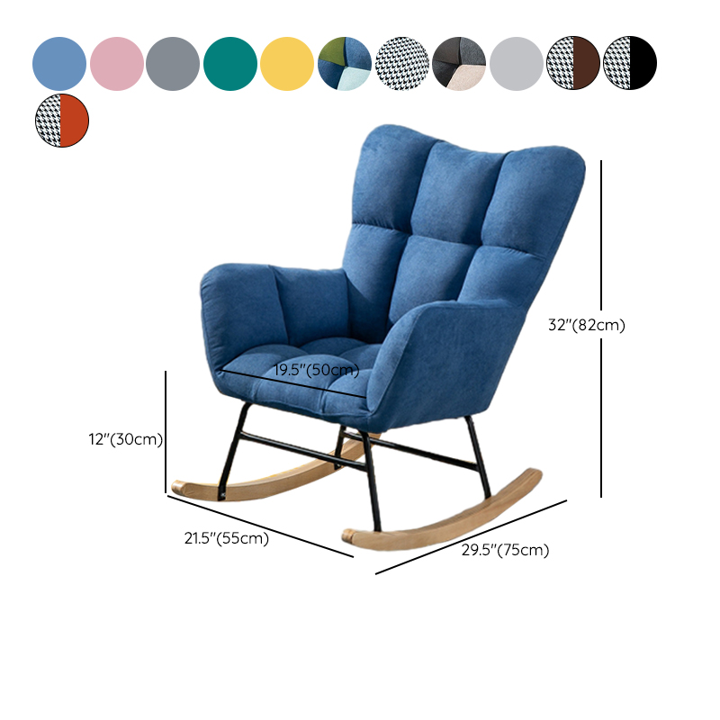 Cotton Cushioned Seat & Back Stationary Rocking Reading Chair with Flared Arm, Footstool, Wing Back & Light Wood Legs - image 21