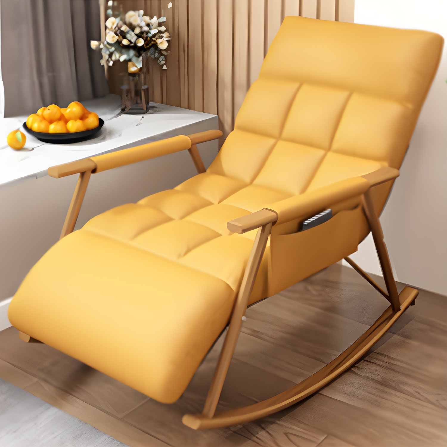 Modern Style Rocking Chair Faux Leather Upholstered Chair with Storage - image 19