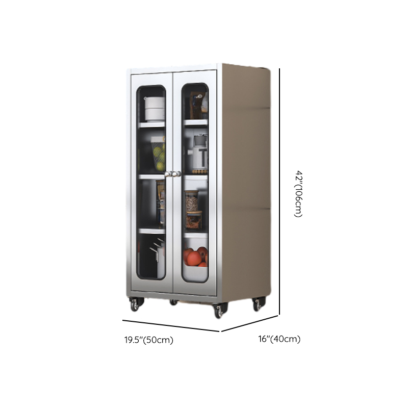 Metallic Sideboard on Roller Wheels with Stainless Steel Countertop - image 18