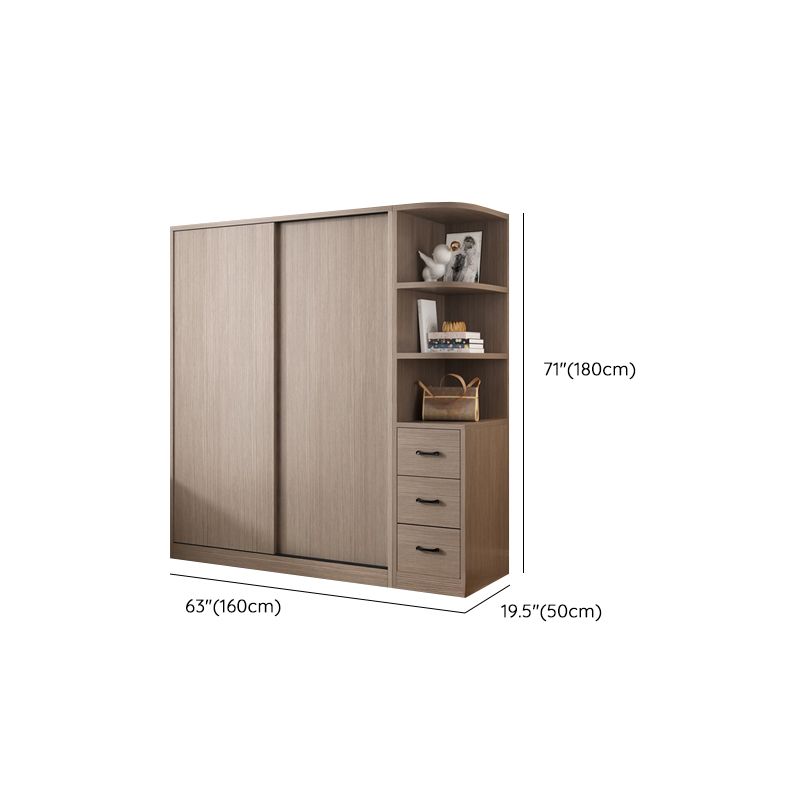 Sleek Natural Finish Modern Wooden Standalone Wardrobe Closet with Soft Close Features and Hanging Rod - image 26