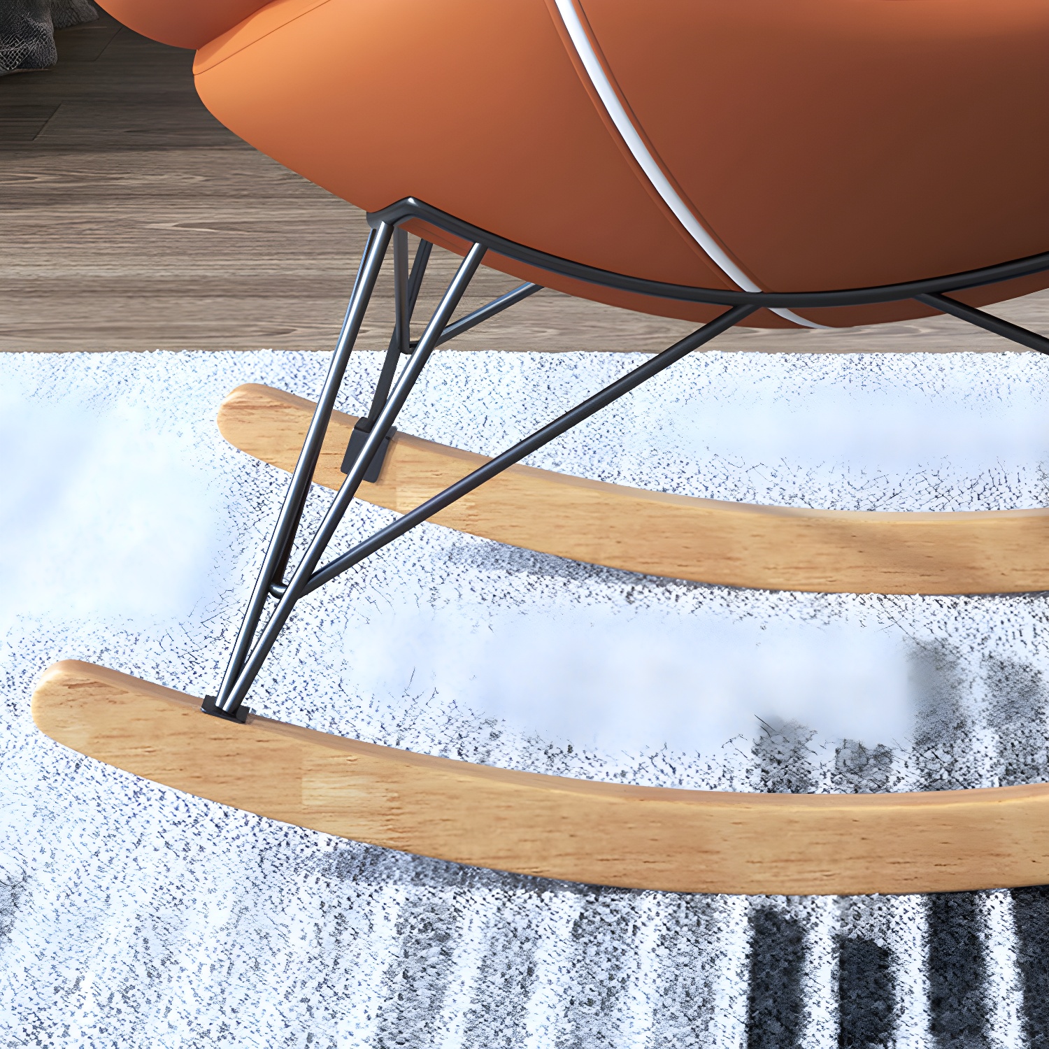 Contemporary Rocking Chair Solid Wood Rocker Chair with with Seat Cushion - image 12