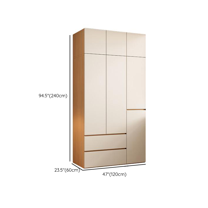 Wood Grain Minimalist Laminate Wardrobe Closet with Soft Close Drawer and Door, Interior Shelves, and Clothing Rod - image 7
