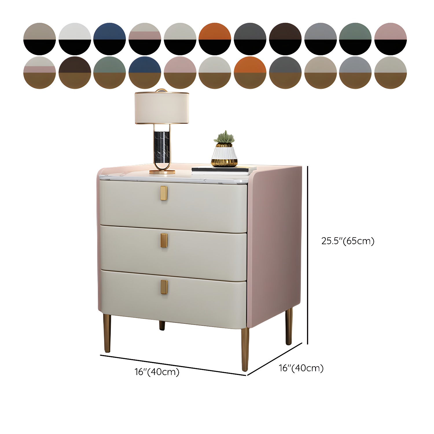 Glam Style Sintered Stone Top Drawer Storage Nightstand for Bedroom - image 31