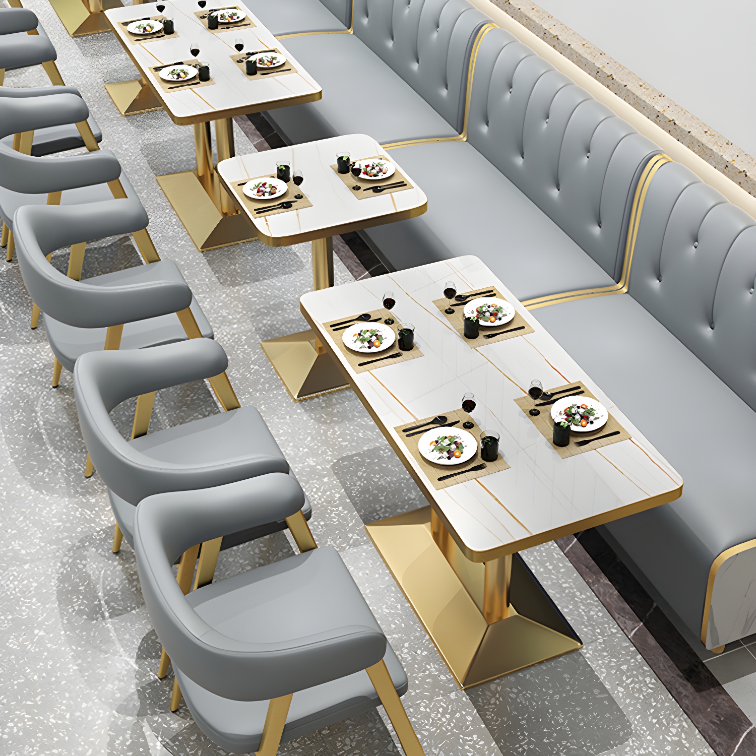 47.27"D x 25.59"W x 33.46"H Contemporary Glam 2-seat Sofa for Restaurant - image 9