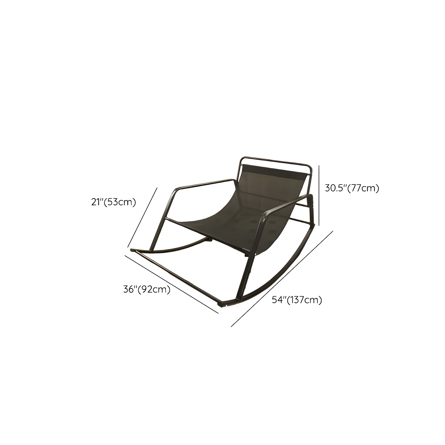 Modern Indoor Rocking Chair with Track Arms, Spindle Back and Metal Legs - image 17