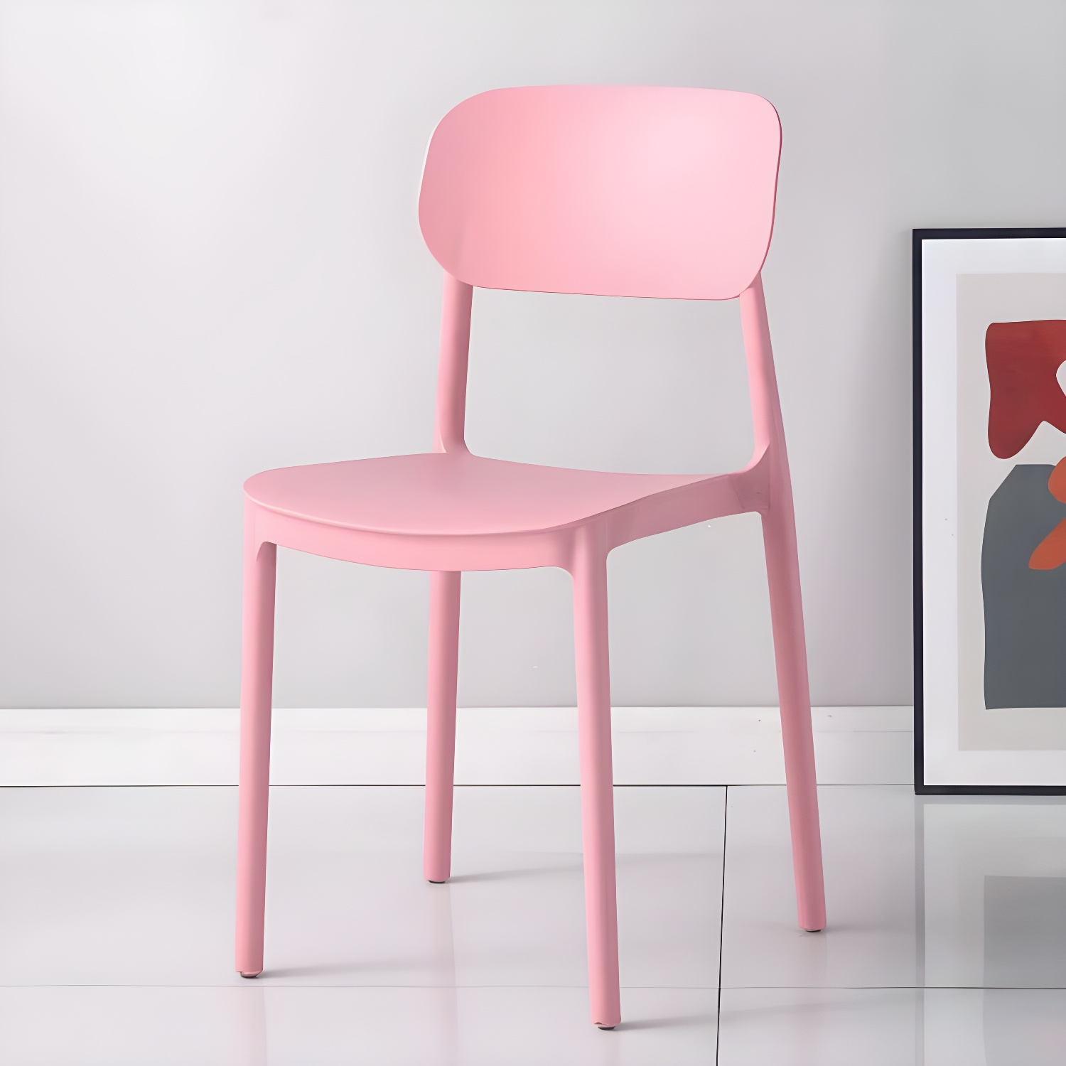 Stackable Scandinavian Style Side Chair with Low Back in Plastic & Acrylic - Armless - image 8