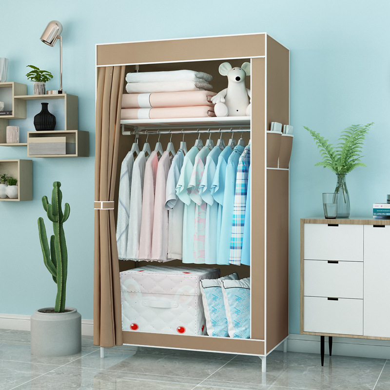 Modish Alloy Unfixed Wardrobe Closet with Interior Shelves and Clothing Rod - image 4