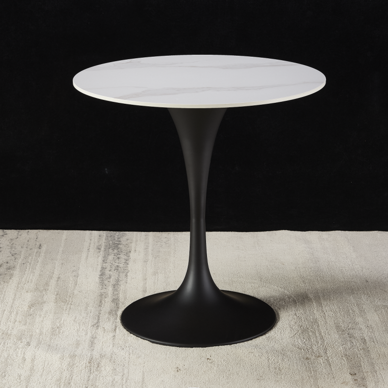 Chalk Circular Stone Art Deco/Glamorous Dining Table for 2, Scratch-immune & Fixed Table - image 8