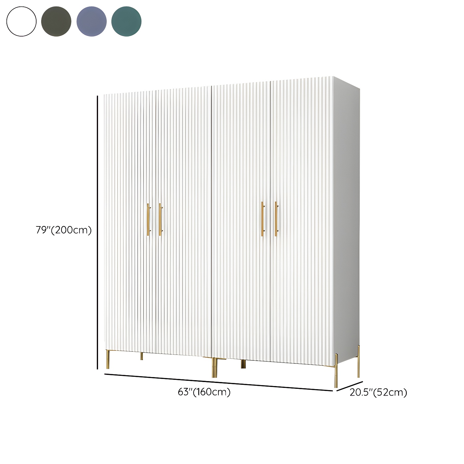 Modern Wardrobe Cabinet Engineered Wood with Garment Rod in Green/Blue/White/Grey - image 17