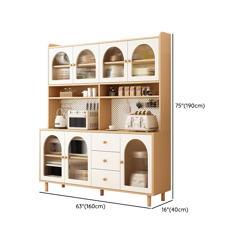 Scandinavian Wood Buffet 3 Cabinet Doors with Glass Interior Shelves - image 31