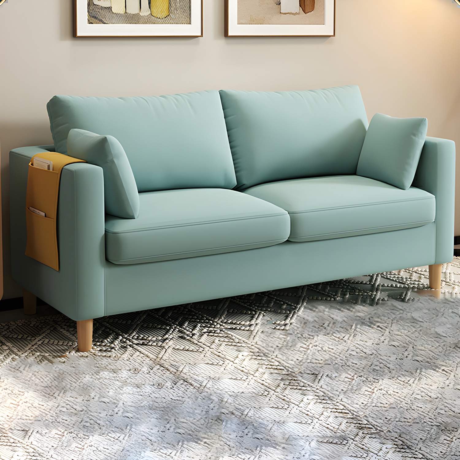 Contemporary Square Arm Loveseat with Machine Washable Cover and Pillows - image 12