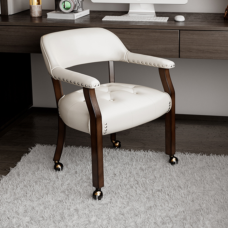 Sturdy Dining Room Arm Chair with Rollers, Decorative Nailhead, and Outlined Frame - image 10