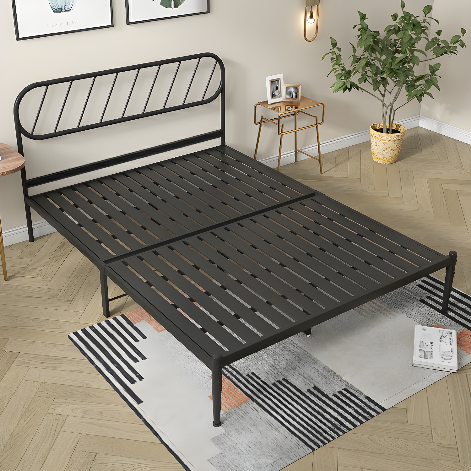 Modern Simple Style Open-Frame Panel with Metal Frame and Leg